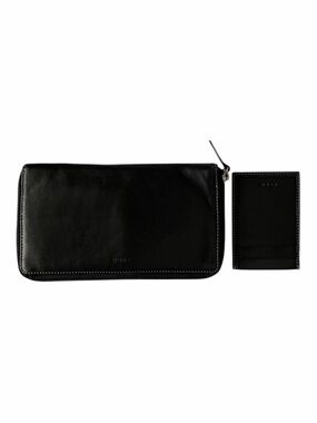 Vintage Lodis Black Leather Zip Around Organizer Travel Wallet Unisex